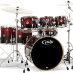 DW PDP CM7 Rock Red to Black Fade 1