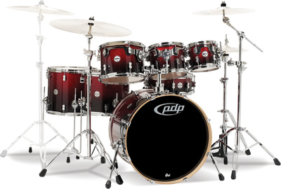 DW PDP CM7 Rock Red to Black Fade