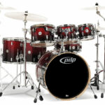 DW PDP CM7 Rock Red to Black Fade 2