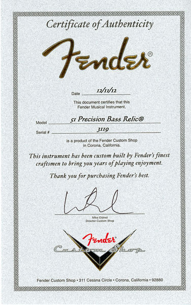 Fender 2013 Relic 51 Preci Candy T