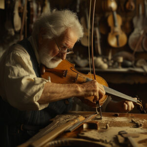 Antonio Stradivari fabriquant un violon