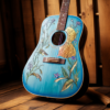 Guitare acoustique bleue